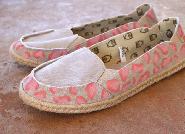 DIY Shoe Makeovers - Pink Cheetah Espadrille Makeover - Cool Ways to Update, Decorate, Paint, Bedazle and Add Sparkle to Your Flats, Pumps, Tennis Shoes, Boots and Boring Shoes - Cool Crafts and DIY Shoe Ideas for Teens and Adults 