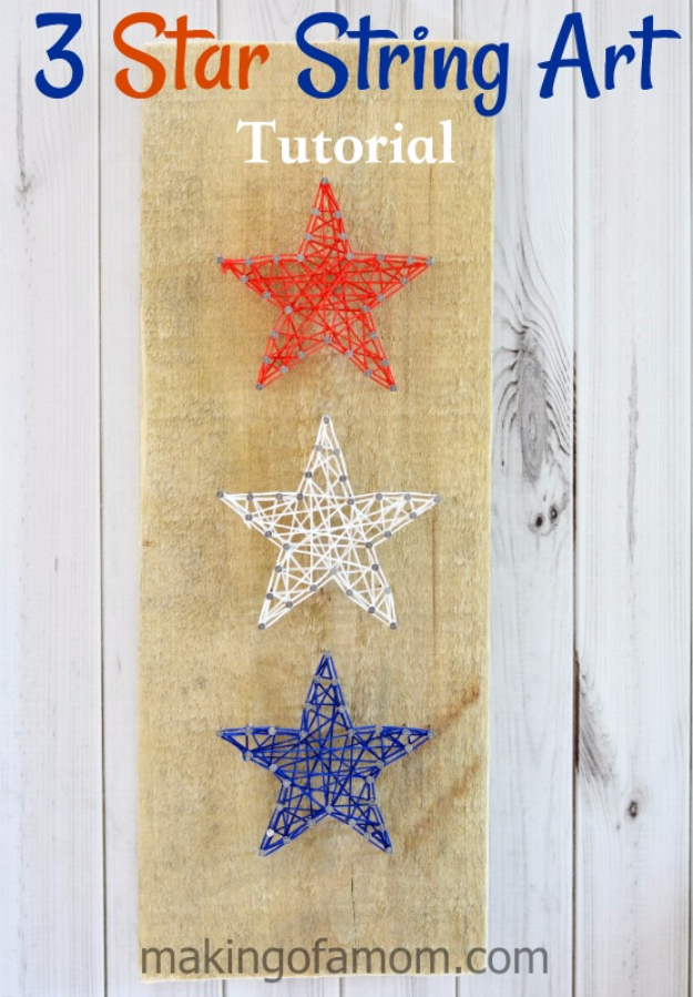 DIY String Art Projects - 3 Star String Art - Cool, Fun and Easy Letters, Patterns and Wall Art Tutorials for String Art - How to Make Names, Words, Hearts and State Art for Room Decor and DIY Gifts - fun Crafts and DIY Ideas for Teens and Adults #diyideas #stringart #teencrafts #crafts