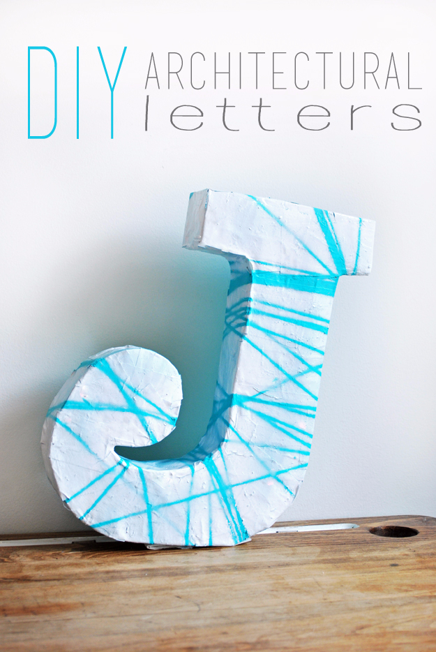 DIY Wall Letters and Initals Wall Art - DIY Architectural Letter - Cool Architectural Letter Projects for Living Room Decor, Bedroom Ideas. Girl or Boy Nursery. Paint, Glitter, String Art, Easy Cardboard and Rustic Wooden Ideas 