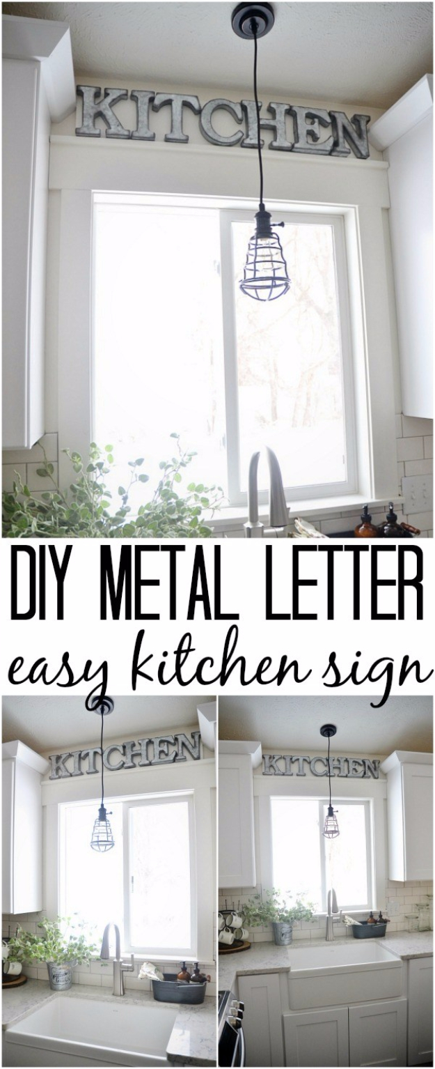 DIY Wall Letters and Initals Wall Art - DIY Metal Letter Industrial Kitchen Sign - Cool Architectural Letter Projects for Living Room Decor, Bedroom Ideas. Girl or Boy Nursery. Paint, Glitter, String Art, Easy Cardboard and Rustic Wooden Ideas 