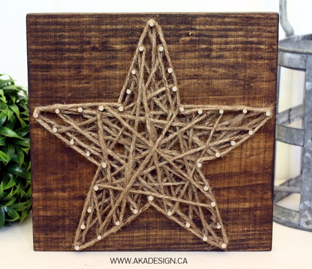 DIY String Art Projects - DIY String Art Star - Cool, Fun and Easy Letters, Patterns and Wall Art Tutorials for String Art - How to Make Names, Words, Hearts and State Art for Room Decor and DIY Gifts - fun Crafts and DIY Ideas for Teens and Adults #diyideas #stringart #teencrafts #crafts