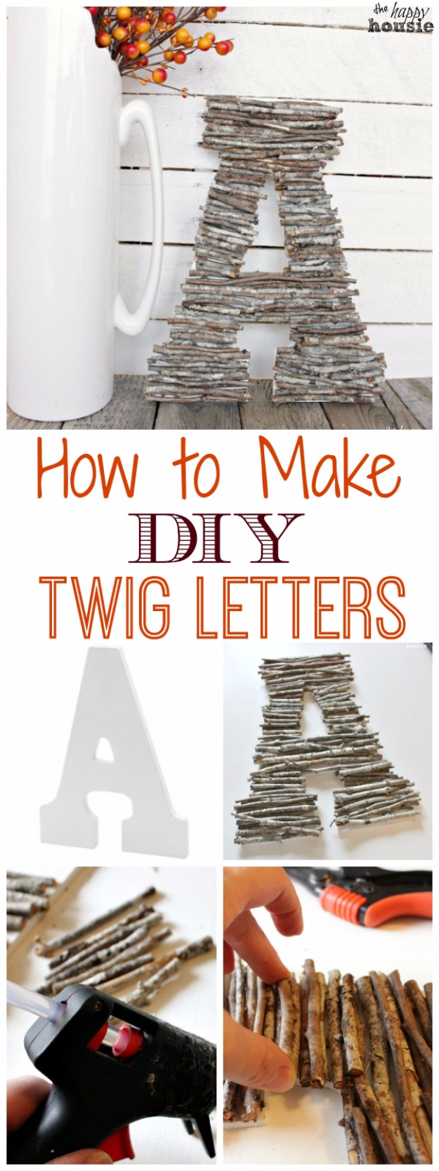 DIY Wall Letters and Initals Wall Art - DIY Twig Letters - Cool Architectural Letter Projects for Living Room Decor, Bedroom Ideas. Girl or Boy Nursery. Paint, Glitter, String Art, Easy Cardboard and Rustic Wooden Ideas 