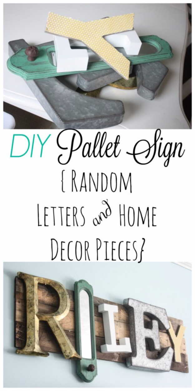DIY Wall Letters and Initals Wall Art - Eclectic Pallet Name Sign - Cool Architectural Letter Projects for Living Room Decor, Bedroom Ideas. Girl or Boy Nursery. Paint, Glitter, String Art, Easy Cardboard and Rustic Wooden Ideas 