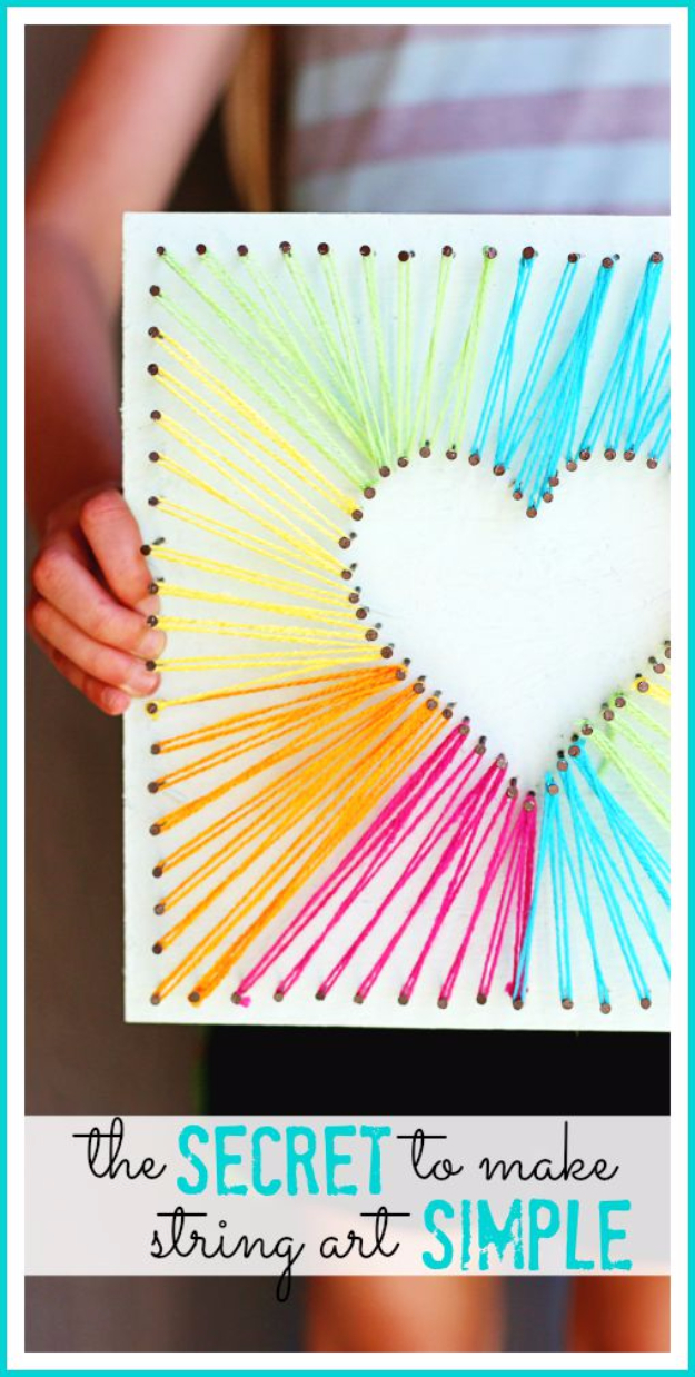 DIY String Art Projects - Heart String Art - Cool, Fun and Easy Letters, Patterns and Wall Art Tutorials for String Art - How to Make Names, Words, Hearts and State Art for Room Decor and DIY Gifts - fun Crafts and DIY Ideas for Teens and Adults #diyideas #stringart #teencrafts #crafts