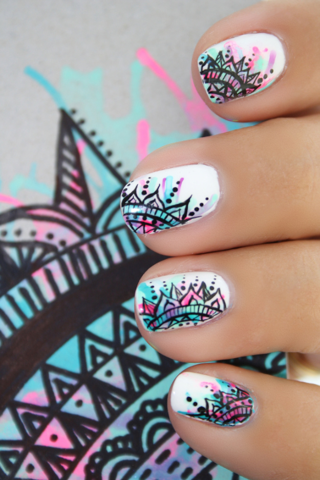 Awesome Nail Art Patterns And Ideas - Indian Inspired Nail Art - Step by Step DIY Nail Design Tutorials for Simple Art, Tribal Prints, Best Black and White Manicures. Easy and Fun Colors, Shapes and Designs for Your Nails 