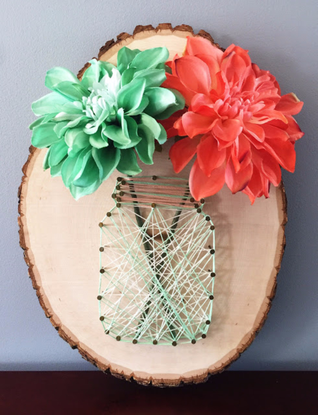 DIY String Art Projects - Mason Jar String Art - Cool, Fun and Easy Letters, Patterns and Wall Art Tutorials for String Art - How to Make Names, Words, Hearts and State Art for Room Decor and DIY Gifts - fun Crafts and DIY Ideas for Teens and Adults #diyideas #stringart #teencrafts #crafts