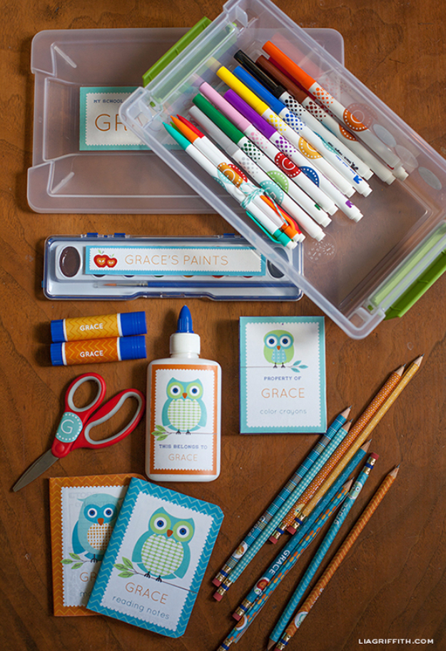 DIY School Supplies You Need For Back To School - Personalized School Supply Labels - Cuter, Cool and Easy Projects for Teens, Tweens and Kids to Make for Middle School and High School. Fun Ideas for Backpacks, Pencils, Notebooks, Organizers, Binders #diyschoolsupplies #backtoschool #teencrafts