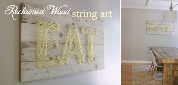 DIY String Art Projects - Reclaimed Wood String Art - Cool, Fun and Easy Letters, Patterns and Wall Art Tutorials for String Art - How to Make Names, Words, Hearts and State Art for Room Decor and DIY Gifts - fun Crafts and DIY Ideas for Teens and Adults #diyideas #stringart #teencrafts #crafts