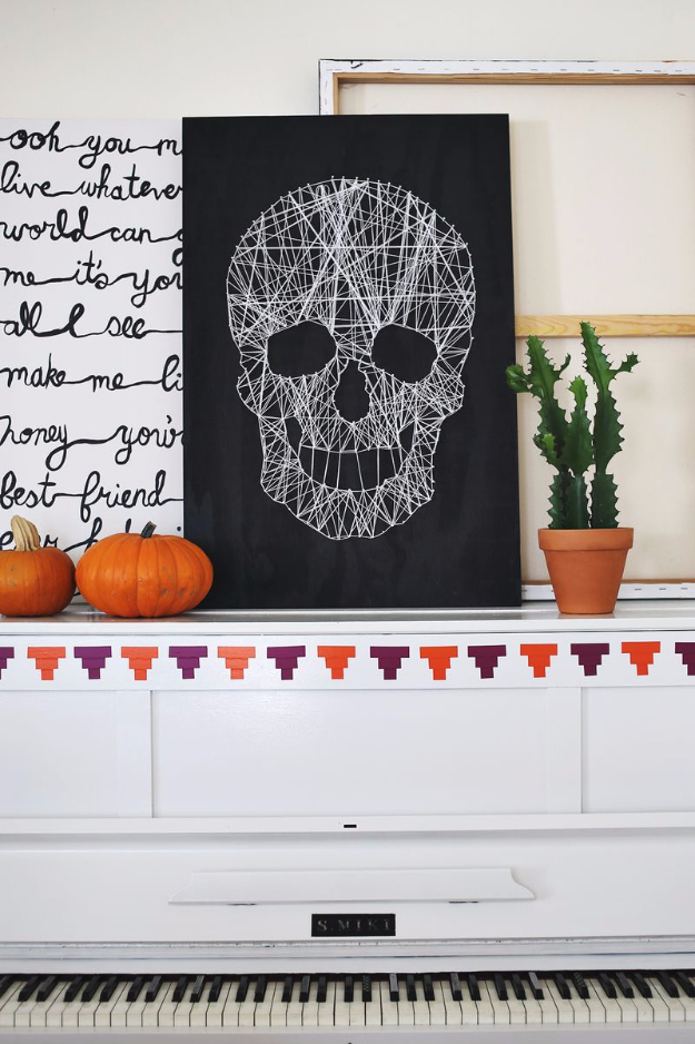 DIY String Art Projects - Skull String Art - Cool, Fun and Easy Letters, Patterns and Wall Art Tutorials for String Art - How to Make Names, Words, Hearts and State Art for Room Decor and DIY Gifts - fun Crafts and DIY Ideas for Teens and Adults #diyideas #stringart #teencrafts #crafts