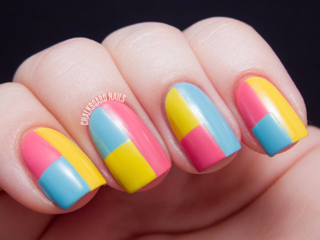 Awesome Nail Art Patterns And Ideas - Springtime Color Block Nails - Step by Step DIY Nail Design Tutorials for Simple Art, Tribal Prints, Best Black and White Manicures. Easy and Fun Colors, Shapes and Designs for Your Nails 