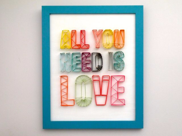 DIY String Art Projects - String Art Sign - Cool, Fun and Easy Letters, Patterns and Wall Art Tutorials for String Art - How to Make Names, Words, Hearts and State Art for Room Decor and DIY Gifts - fun Crafts and DIY Ideas for Teens and Adults #diyideas #stringart #teencrafts #crafts