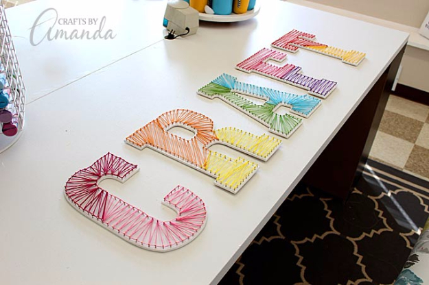 DIY String Art Projects - String Art Wall Letters - Cool, Fun and Easy Letters, Patterns and Wall Art Tutorials for String Art - How to Make Names, Words, Hearts and State Art for Room Decor and DIY Gifts - fun Crafts and DIY Ideas for Teens and Adults #diyideas #stringart #teencrafts #crafts