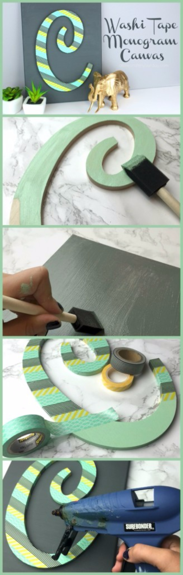 DIY Wall Letters and Initals Wall Art - Washi Tape Monogram Canvas - Cool Architectural Letter Projects for Living Room Decor, Bedroom Ideas. Girl or Boy Nursery. Paint, Glitter, String Art, Easy Cardboard and Rustic Wooden Ideas 