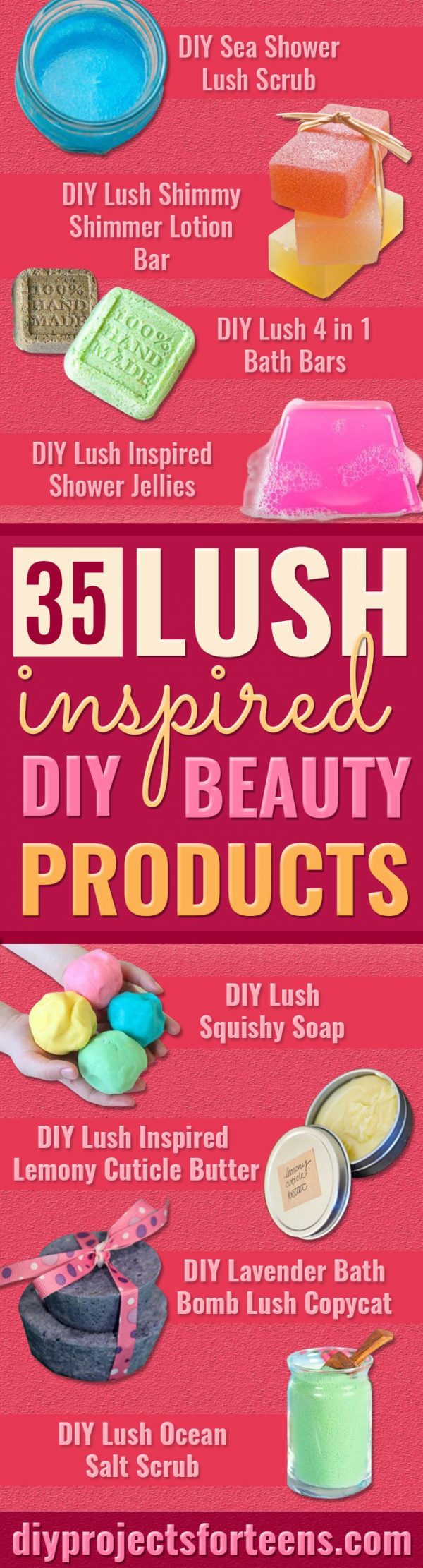DIY Lush Inspired Recipes - How to Make Lush Products like Bath Bombs, Face Masks, Lip Scrub, Bubble Bars, Dry Shampoo and Hair Conditioner, Shower Jelly, Lotion, Soap, Toner and Moisturizer. Copycat and Dupes of Ocean Salt, Buffy, Dark Angels, Rub Rub Rub, Big, Dream Cream and More. #teencrafts #lush #beautyideas #diybeauty #bathbombs