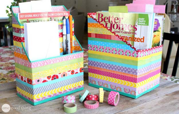 Best DIY Rainbow Crafts Ideas - Washi Tape Organizer - Fun DIY Projects With Rainbows Make Cool Room and Wall Decor, Party and Gift Ideas, Clothes, Jewelry and Hair Accessories - Awesome Ideas and Step by Step Tutorials for Teens and Adults, Girls and Tweens 
