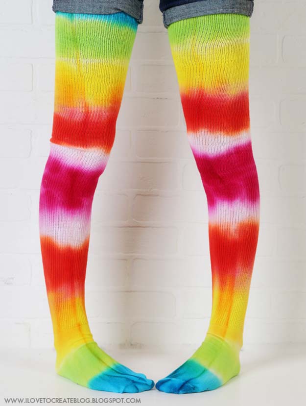 Best DIY Rainbow Crafts Ideas - Dye Socks - Fun DIY Projects With Rainbows Make Cool Room and Wall Decor, Party and Gift Ideas, Clothes, Jewelry and Hair Accessories - Awesome Ideas and Step by Step Tutorials for Teens and Adults, Girls and Tweens 