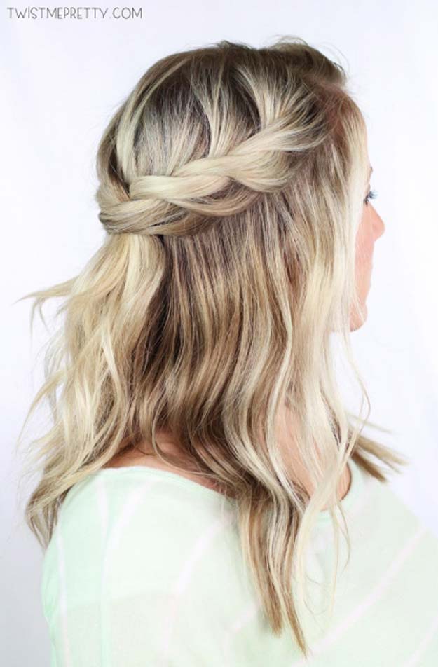Cool and Easy DIY Hairstyles - Twisted Crown Braid - Quick and Easy Ideas for Back to School Styles for Medium, Short and Long Hair - Fun Tips and Best Step by Step Tutorials for Teens, Prom, Weddings, Special Occasions and Work. Up dos, Braids, Top Knots and Buns, Super Summer Looks #hairstyles #hair #teens #easyhairstyles #diy #beauty