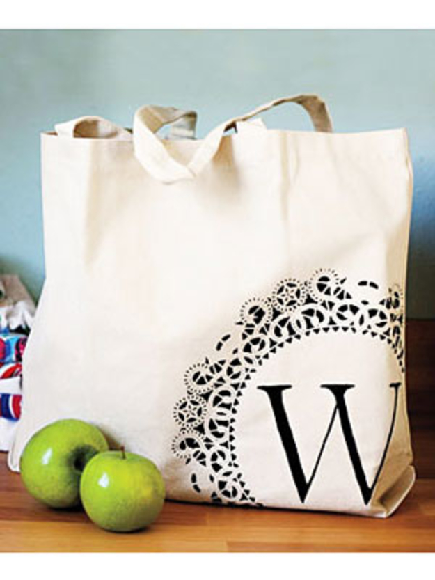 DIY Monogram Projects and Crafts Ideas -Monogrammed Tote- Letters, Wall Art, Mason Jar Ideas, Printables, Stickers, Embroidery Tutorials, Home and Room Decor, Pillows, Shirts and Fashion Tutorials - Fun and Cool Ideas for Teens, Tweens and Adults Make Great DIY Gifts 