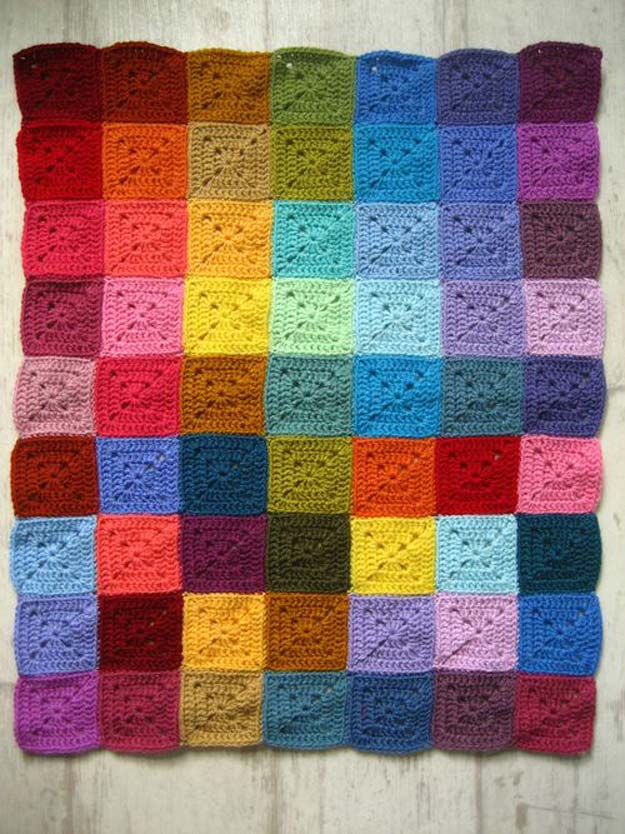 Best DIY Rainbow Crafts Ideas - Solid Granny Square - Fun DIY Projects With Rainbows Make Cool Room and Wall Decor, Party and Gift Ideas, Clothes, Jewelry and Hair Accessories - Awesome Ideas and Step by Step Tutorials for Teens and Adults, Girls and Tweens 