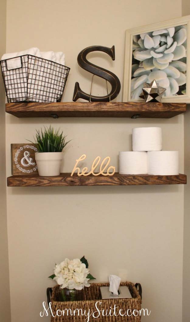 DIY Bathroom Decor Ideas for Teens - Floating Shelves - Best Creative, Cool Bath Decorations and Accessories for Teenagers - Easy, Cheap, Cute and Quick Craft Projects That Are Fun To Make. Easy to Follow Step by Step Tutorials 
