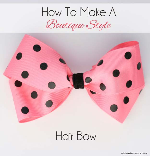 38 Creative DIY Hair Accessories - Boutique Style Hair Bow - Create Pretty Hairstyles for Women, Teens and Girls with These Easy Tutorials - Vintage and Boho Looks for Prom and Wedding - Step by Step Instructions for Cool Headbands, Barettes, Pony Tail Holders, Hair Clips, Bobby Pins and Bows 