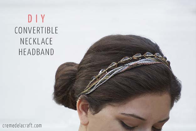 38 Creative DIY Hair Accessories - Convertible Necklace Headband- Create Pretty Hairstyles for Women, Teens and Girls with These Easy Tutorials - Vintage and Boho Looks for Prom and Wedding - Step by Step Instructions for Cool Headbands, Barettes, Pony Tail Holders, Hair Clips, Bobby Pins and Bows 