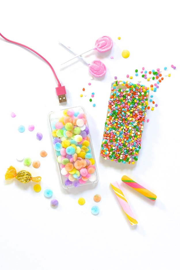 DIY iPhone Case Makeovers - Candy iPhone Case - Easy DIY Projects and Handmade Crafts Tutorial Ideas You Can Make To Decorate Your Phone With Glitter, Nail Polish, Sharpie, Paint, Bling, Printables and Sewing Patterns - Fun DIY Ideas for Women, Teens, Tweens and Kids