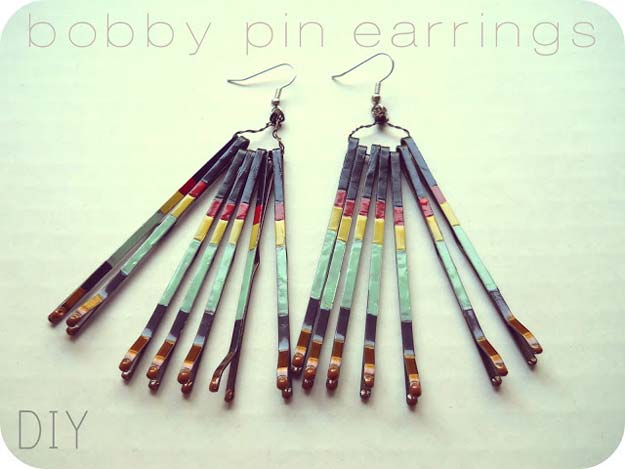 DIY Earrings and Homemade Jewelry Projects - Bobby Pins Earrings - Easy Studs, Ideas with Beads, Dangle Earring Tutorials, Wire, Feather, Simple Boho, Handmade Earring Cuff, Hoops and Cute Ideas for Teens and Adults #diygifts #diyteens #teengifts #teencrafts #diyearrings
