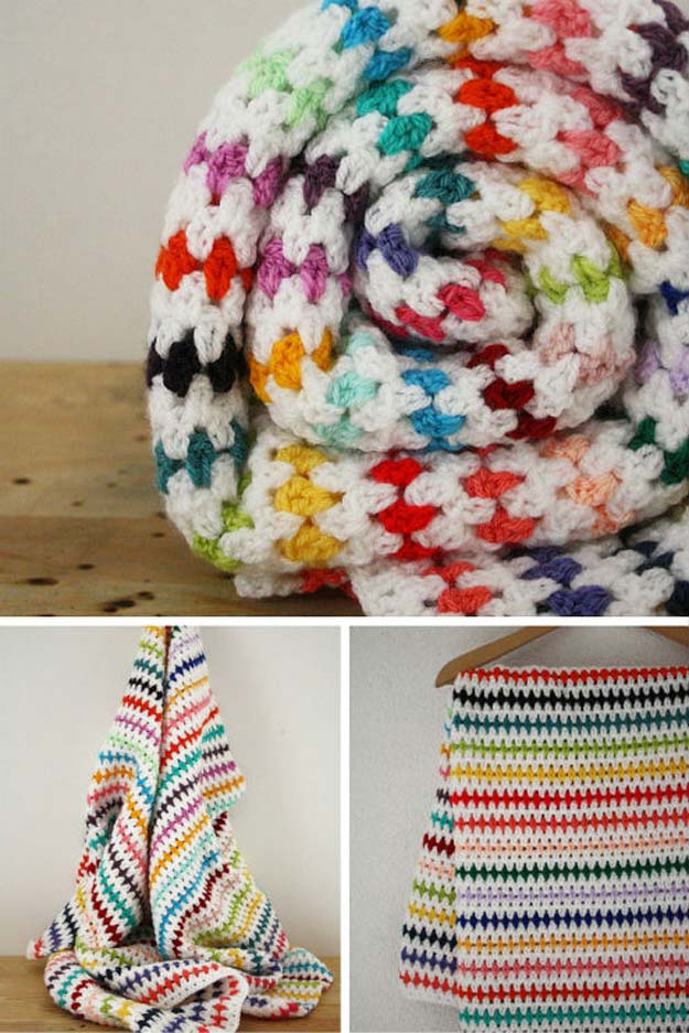 Best DIY Rainbow Crafts Ideas - Diamond Stitch Crochet Pattern - Fun DIY Projects With Rainbows Make Cool Room and Wall Decor, Party and Gift Ideas, Clothes, Jewelry and Hair Accessories - Awesome Ideas and Step by Step Tutorials for Teens and Adults, Girls and Tweens 
