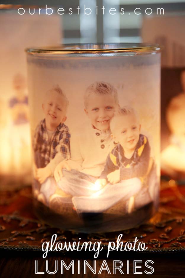 Cool DIY Photo Projects and Craft Ideas for Photos - Glowing Photo Luminaries - Easy Ideas for Wall Art, Collage and DIY Gifts for Friends. Wood, Cardboard, Canvas, Instagram Art and Frames. Creative Birthday Ideas and Home Decor for Adults, Teens and Tweens