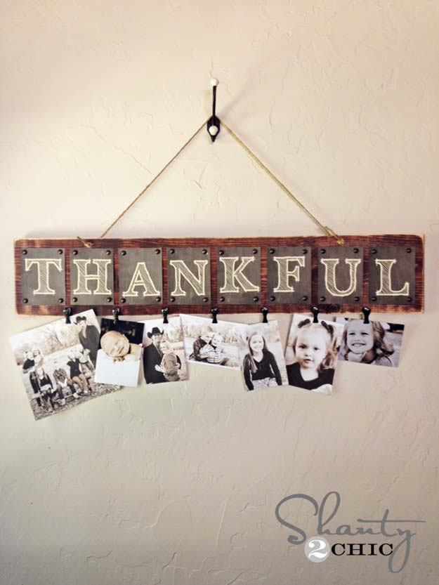 Cool DIY Photo Projects and Craft Ideas for Photos - Thankful Photo Board - Easy Ideas for Wall Art, Collage and DIY Gifts for Friends. Wood, Cardboard, Canvas, Instagram Art and Frames. Creative Birthday Ideas and Home Decor for Adults, Teens and Tweens