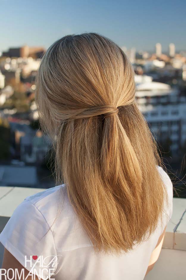 Cool and Easy DIY Hairstyles - Half Hairstyle - Quick and Easy Ideas for Back to School Styles for Medium, Short and Long Hair - Fun Tips and Best Step by Step Tutorials for Teens, Prom, Weddings, Special Occasions and Work. Up dos, Braids, Top Knots and Buns, Super Summer Looks #hairstyles #hair #teens #easyhairstyles #diy #beauty
