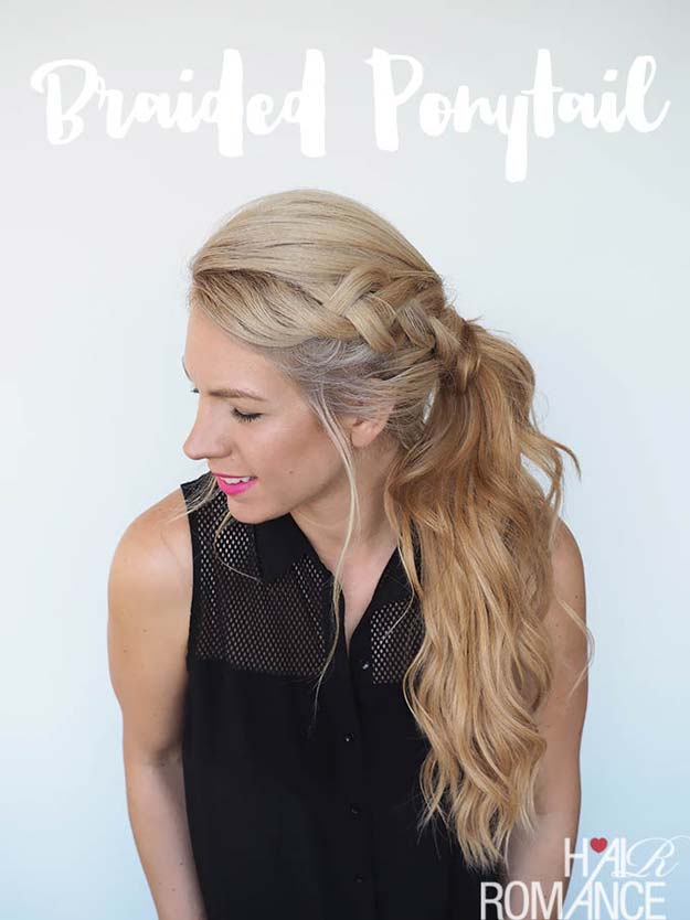 Cool and Easy DIY Hairstyles - Braided Ponytail Hairstyle - Quick and Easy Ideas for Back to School Styles for Medium, Short and Long Hair - Fun Tips and Best Step by Step Tutorials for Teens, Prom, Weddings, Special Occasions and Work. Up dos, Braids, Top Knots and Buns, Super Summer Looks #hairstyles #hair #teens #easyhairstyles #diy #beauty