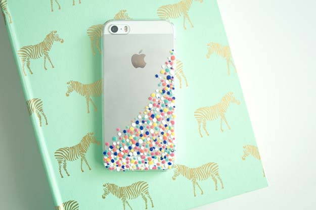 DIY iPhone Case Makeovers - Confetti Phone Cases - Easy DIY Projects and Handmade Crafts Tutorial Ideas You Can Make To Decorate Your Phone With Glitter, Nail Polish, Sharpie, Paint, Bling, Printables and Sewing Patterns - Fun DIY Ideas for Women, Teens, Tweens and Kids