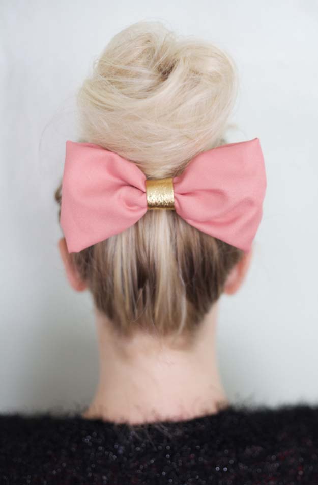 38 Creative DIY Hair Accessories - Flouncy No-Sew Fun Bun Bow - Create Pretty Hairstyles for Women, Teens and Girls with These Easy Tutorials - Vintage and Boho Looks for Prom and Wedding - Step by Step Instructions for Cool Headbands, Barettes, Pony Tail Holders, Hair Clips, Bobby Pins and Bows 