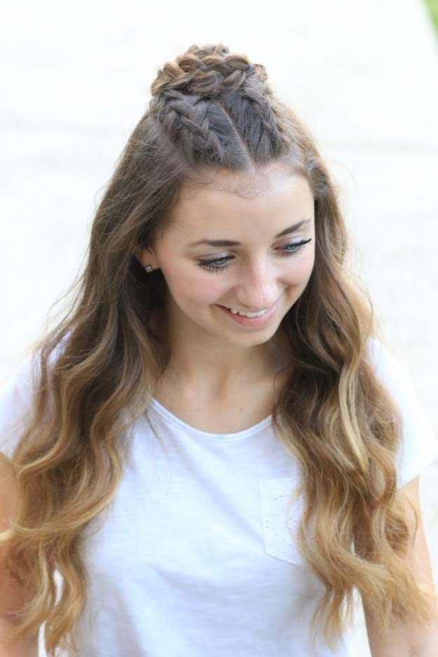 Cool and Easy DIY Hairstyles - Half-Up Rosette Combo - Quick and Easy Ideas for Back to School Styles for Medium, Short and Long Hair - Fun Tips and Best Step by Step Tutorials for Teens, Prom, Weddings, Special Occasions and Work. Up dos, Braids, Top Knots and Buns, Super Summer Looks #hairstyles #hair #teens #easyhairstyles #diy #beauty