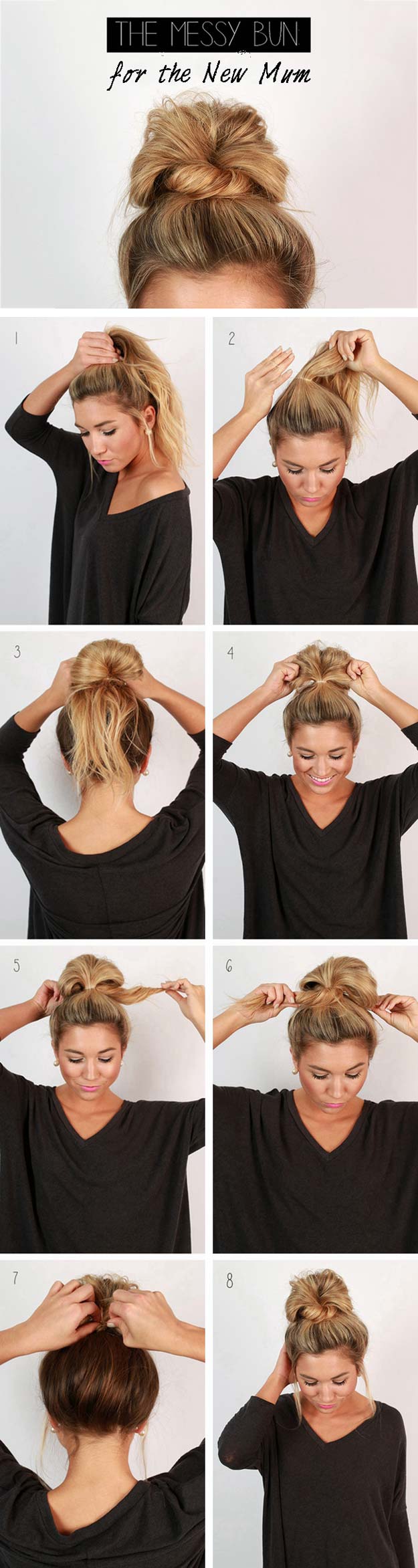 Cool and Easy DIY Hairstyles - Messy Bun - Quick and Easy Ideas for Back to School Styles for Medium, Short and Long Hair - Fun Tips and Best Step by Step Tutorials for Teens, Prom, Weddings, Special Occasions and Work. Up dos, Braids, Top Knots and Buns, Super Summer Looks #hairstyles #hair #teens #easyhairstyles #diy #beauty