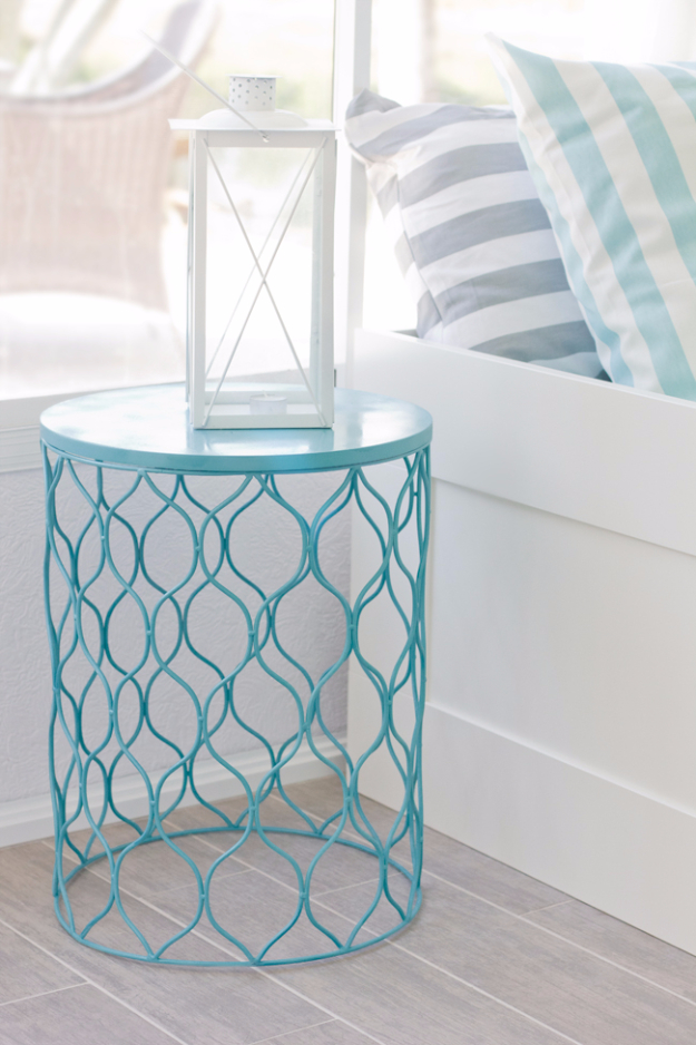 Cool Turquoise Room Decor Ideas - Turqouise Side Table - Fun Aqua Decorating Looks and Color for Teen Bedroom, Bathroom, Accent Walls and Home Decor - Fun Crafts and Wall Art for Your Room 
