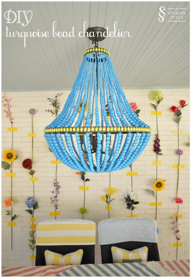 Cool Turquoise Room Decor Ideas - Turquoise Bead Chandelier - Fun Aqua Decorating Looks and Color for Teen Bedroom, Bathroom, Accent Walls and Home Decor - Fun Crafts and Wall Art for Your Room 