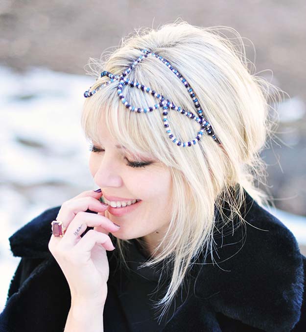38 Creative DIY Hair Accessories - Beaded Headband - Create Pretty Hairstyles for Women, Teens and Girls with These Easy Tutorials - Vintage and Boho Looks for Prom and Wedding - Step by Step Instructions for Cool Headbands, Barettes, Pony Tail Holders, Hair Clips, Bobby Pins and Bows 