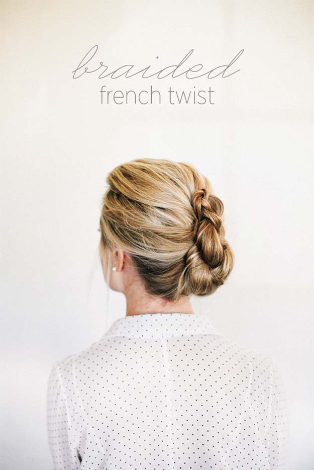 Cool and Easy DIY Hairstyles - Braided French Twist - Quick and Easy Ideas for Back to School Styles for Medium, Short and Long Hair - Fun Tips and Best Step by Step Tutorials for Teens, Prom, Weddings, Special Occasions and Work. Up dos, Braids, Top Knots and Buns, Super Summer Looks #hairstyles #hair #teens #easyhairstyles #diy #beauty