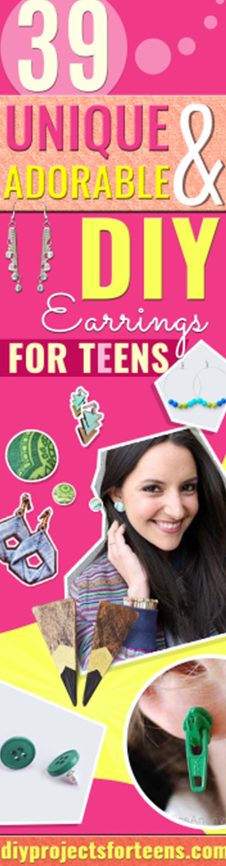 DIY Earrings and Homemade Jewelry Projects - Easy Studs, Ideas with Beads, Dangle Earring Tutorials, Wire, Feather, Simple Boho, Handmade Earring Cuff, Hoops and Cute Ideas for Teens and Adults 