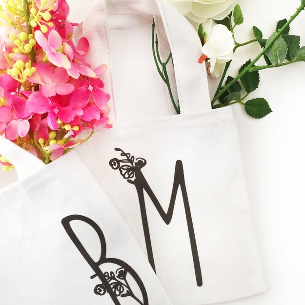 DIY Monogram Projects and Crafts Ideas -Mini Monogrammed Tote Bags- Letters, Wall Art, Mason Jar Ideas, Printables, Stickers, Embroidery Tutorials, Home and Room Decor, Pillows, Shirts and Fashion Tutorials - Fun and Cool Ideas for Teens, Tweens and Adults Make Great DIY Gifts 