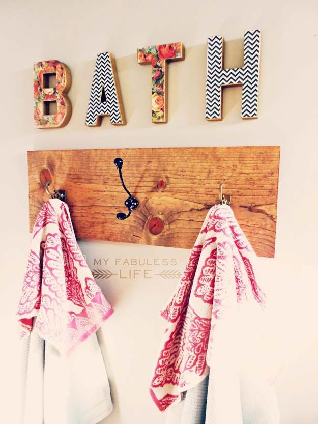 DIY Bathroom Decor Ideas for Teens - Towel Rack - Best Creative, Cool Bath Decorations and Accessories for Teenagers - Easy, Cheap, Cute and Quick Craft Projects That Are Fun To Make. Easy to Follow Step by Step Tutorials 