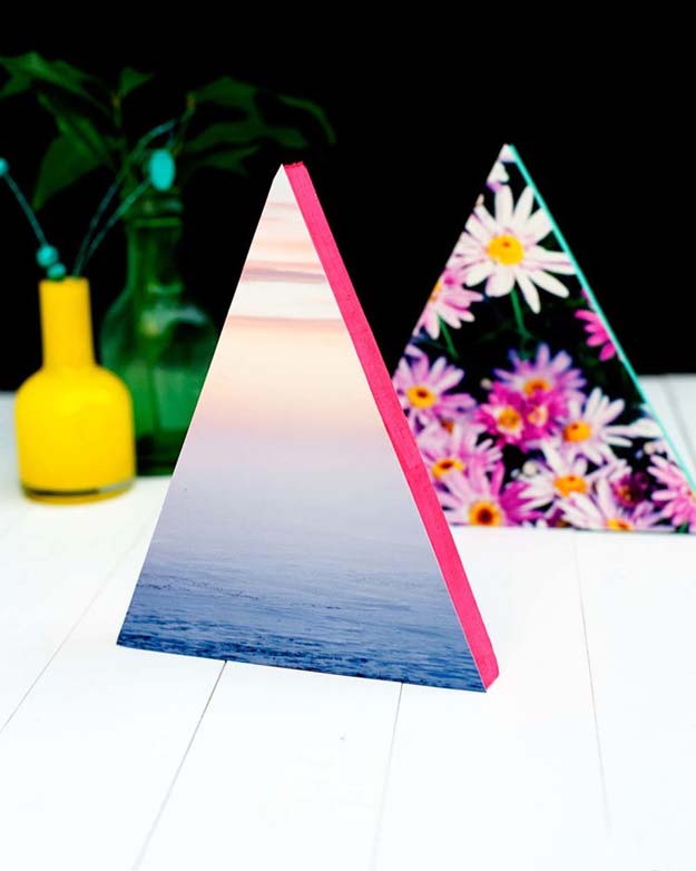 Cool DIY Photo Projects and Craft Ideas for Photos - Neon Triangle Photo Frames - Easy Ideas for Wall Art, Collage and DIY Gifts for Friends. Wood, Cardboard, Canvas, Instagram Art and Frames. Creative Birthday Ideas and Home Decor for Adults, Teens and Tweens