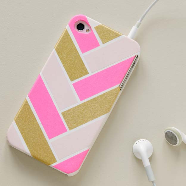 DIY iPhone Case Makeovers - Washi Tape iPhone Case - Easy DIY Projects and Handmade Crafts Tutorial Ideas You Can Make To Decorate Your Phone With Glitter, Nail Polish, Sharpie, Paint, Bling, Printables and Sewing Patterns - Fun DIY Ideas for Women, Teens, Tweens and Kids