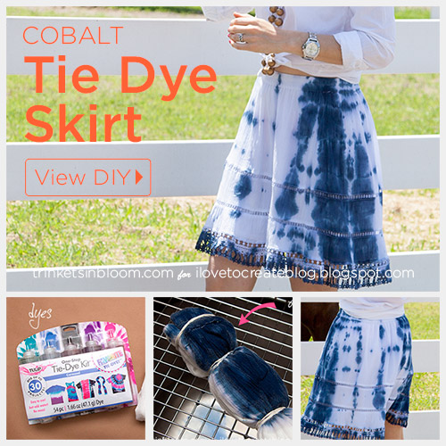 DIY Tie Dye Projects and Crafts - Cobalt and White Tie Dyed Skirt - Cool Tie Dye Ideas for Shirts, Socks, Paint, Sheets, Sharpie, Food and Recipes, Bags, Tshirt and Shoes - Fun Projects and Gifts for Adults, Teens and Teenagers 