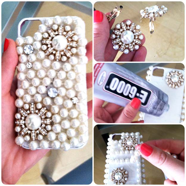 DIY iPhone Case Makeovers - Pearl iPhone Case - Easy DIY Projects and Handmade Crafts Tutorial Ideas You Can Make To Decorate Your Phone With Glitter, Nail Polish, Sharpie, Paint, Bling, Printables and Sewing Patterns - Fun DIY Ideas for Women, Teens, Tweens and Kids