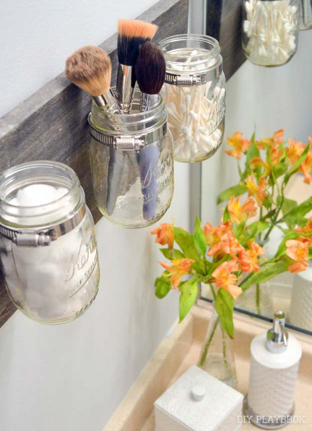 DIY Bathroom Decor Ideas for Teens - Mason Jar Organizer - Best Creative, Cool Bath Decorations and Accessories for Teenagers - Easy, Cheap, Cute and Quick Craft Projects That Are Fun To Make. Easy to Follow Step by Step Tutorials 