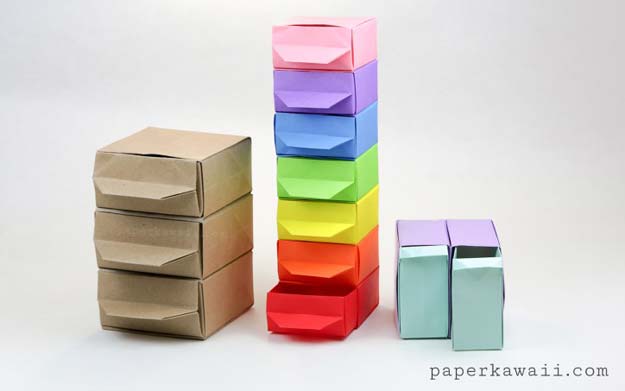 Best DIY Rainbow Crafts Ideas - Origami Chest of Drawers - Fun DIY Projects With Rainbows Make Cool Room and Wall Decor, Party and Gift Ideas, Clothes, Jewelry and Hair Accessories - Awesome Ideas and Step by Step Tutorials for Teens and Adults, Girls and Tweens 